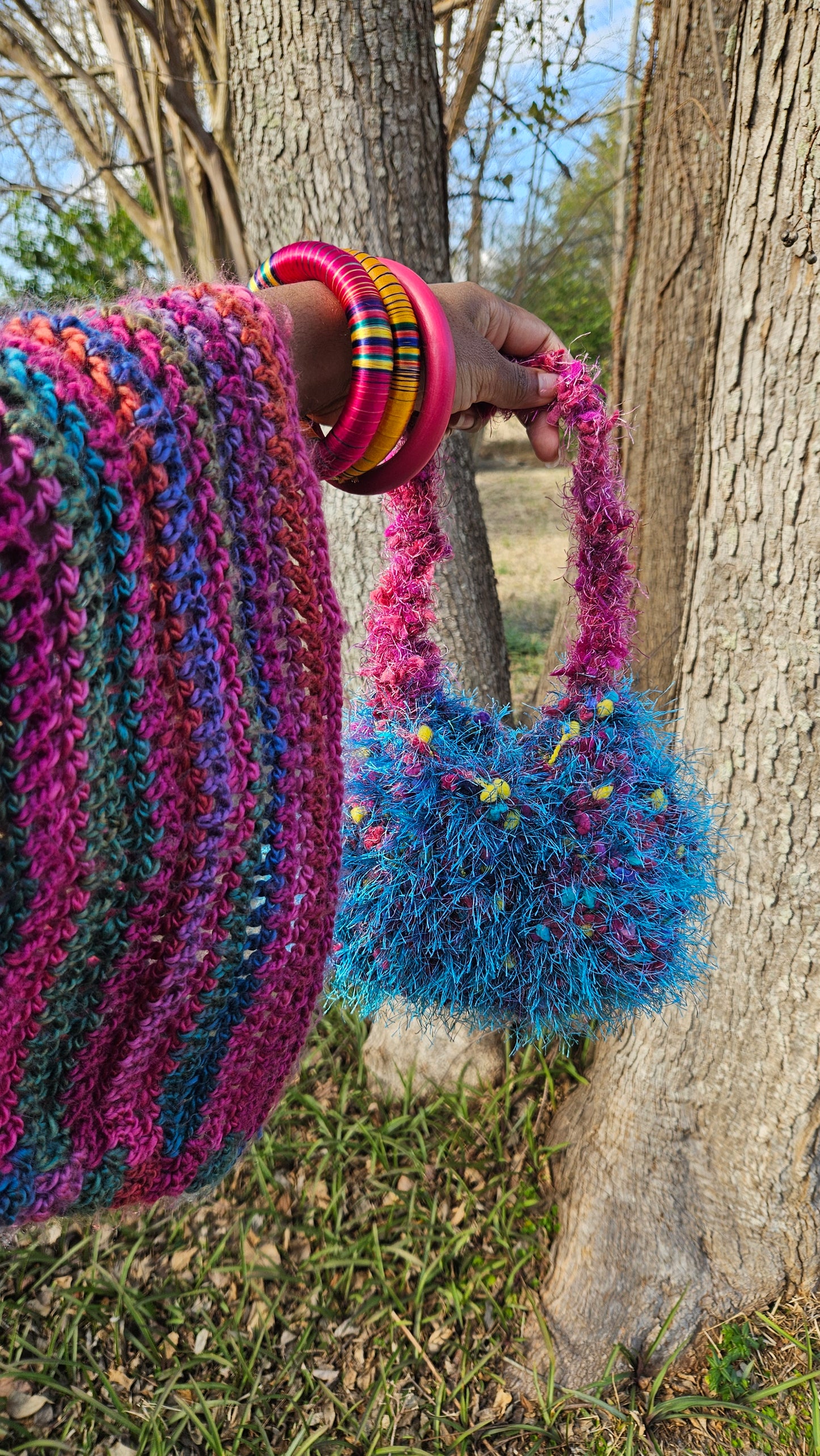tiny purse club fuzzy crochet mini bag