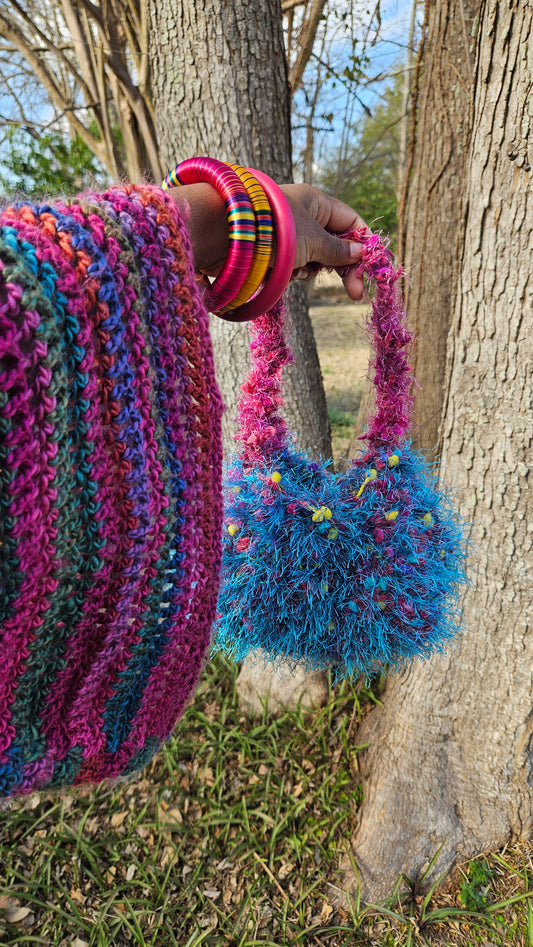 tiny purse club fuzzy crochet mini bag